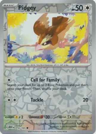 151 Set Pidgey #16/165 reverse holo